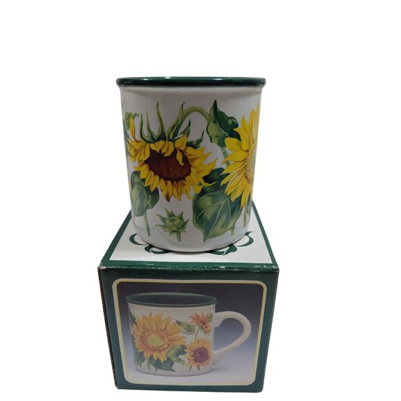 Vintage NOB 1991 Potpourri Press Sunflower Coffee Mug 9 Oz With Original Box - Picture 2 of 7